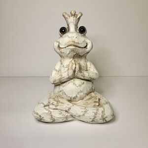 Meditating Zen Yoga Frog Sculpture Resin Ivory